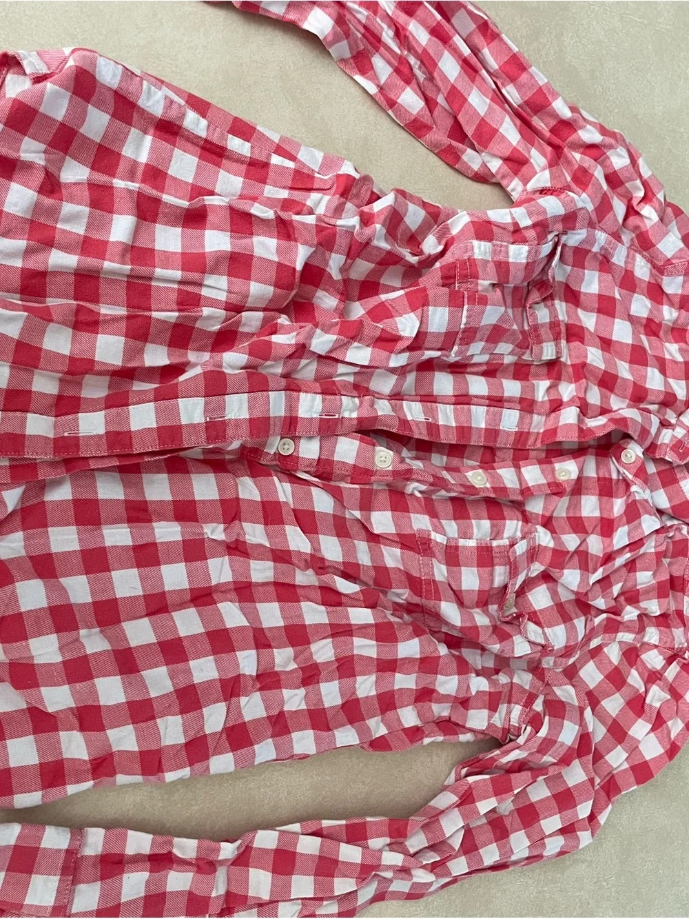 Old Navy Red and White Plaid Kids Pajama Top